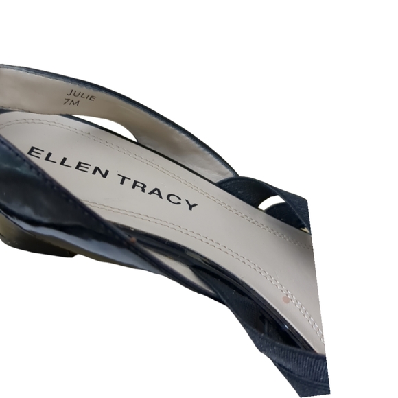 ELLEN TRACY Black Patent Leather Open Toe Sandals Size 8. - Picture 9 of 10